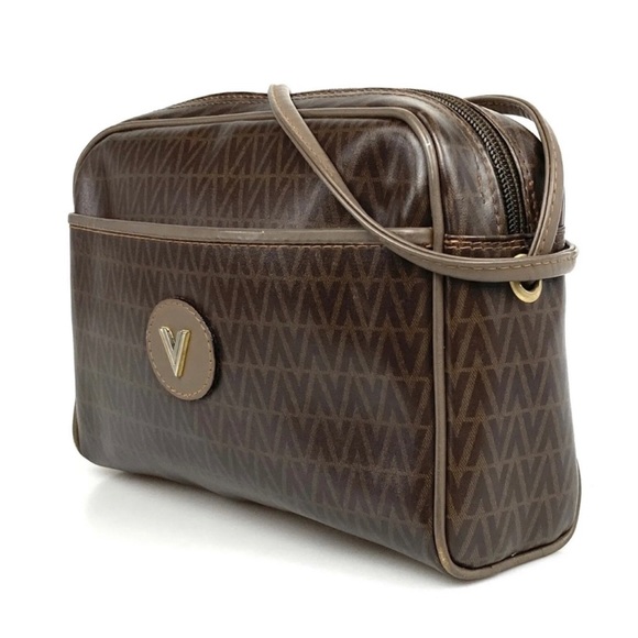 MARIO VALENTINO Vintage Authentic Brown PVC Leather Small Crossbody Bag - Picture 3 of 10